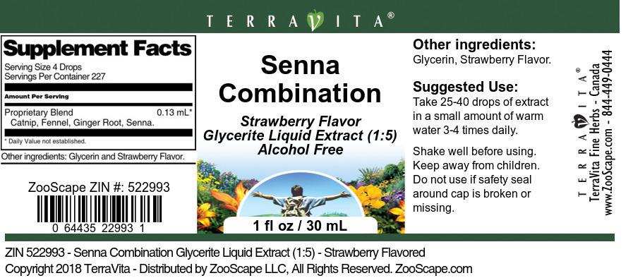 Senna Combination Glycerite Liquid Extract (1:5) - Label