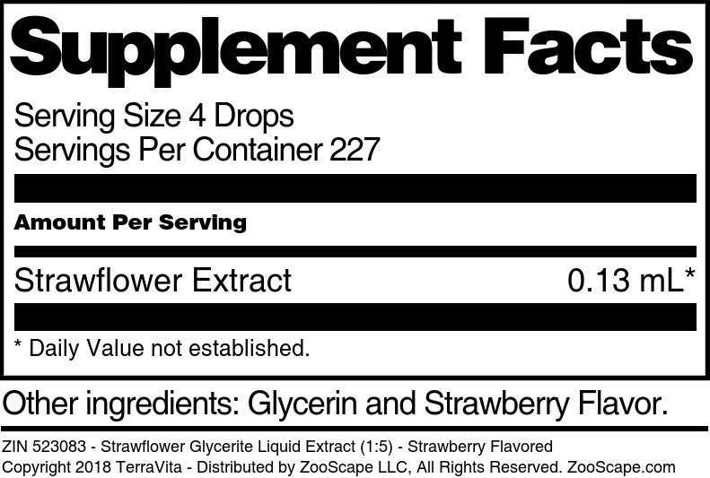 Strawflower Glycerite Liquid Extract (1:5) - Supplement / Nutrition Facts