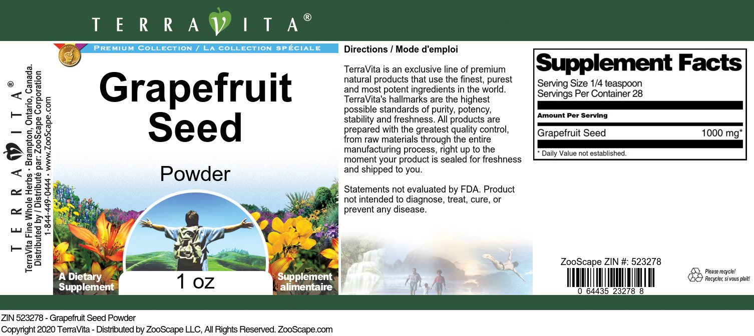 Grapefruit Seed Powder - Label