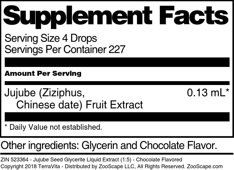 Jujube (Ziziphus, Chinese date) Fruit Glycerite Liquid Extract (1:5) - Supplement / Nutrition Facts