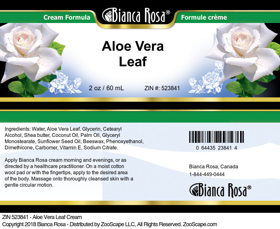 Aloe Vera Leaf Cream - Label