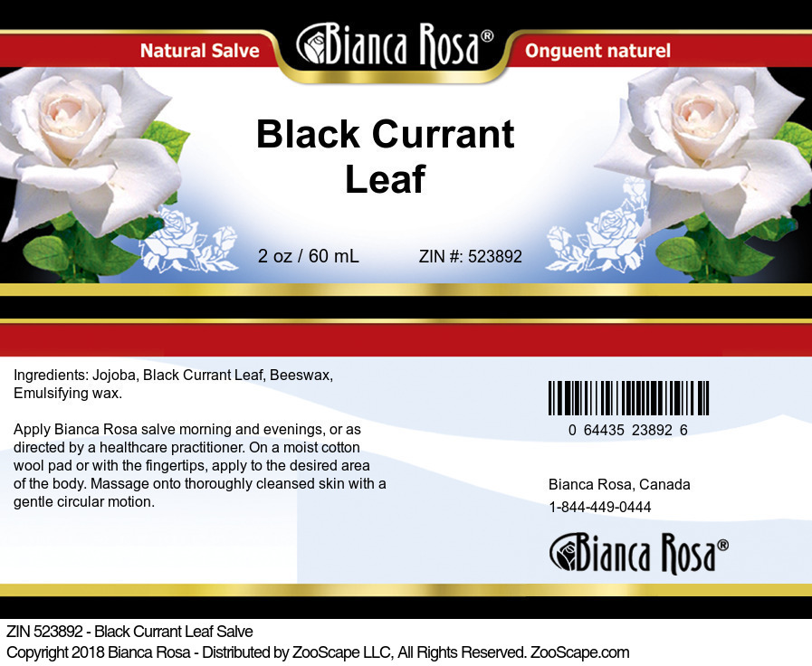 Black Currant Leaf Salve - Label