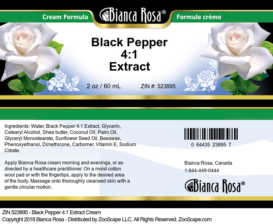 Black Pepper 4:1 Extract Cream - Label