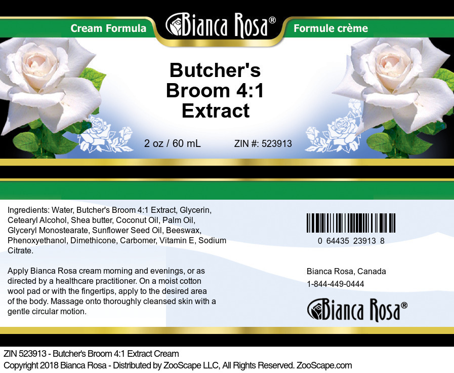 Butcher's Broom 4:1 Extract Cream - Label