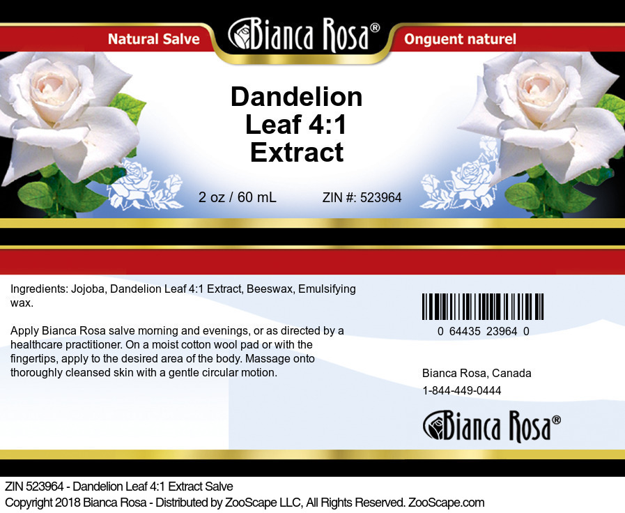 Dandelion Leaf 4:1 Extract Salve - Label