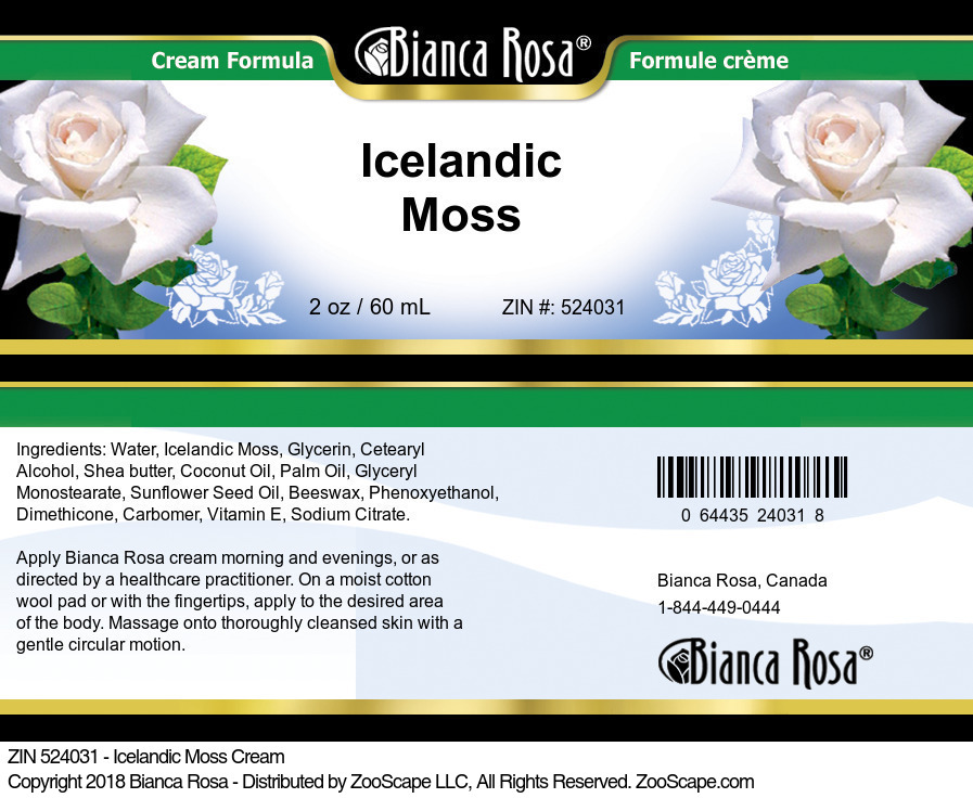 Icelandic Moss Cream - Label