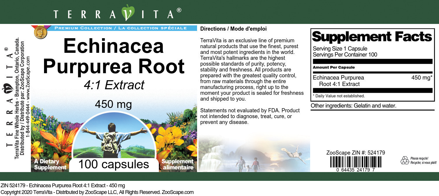 Echinacea Purpurea Root 4:1 Extract - 450 mg - Label
