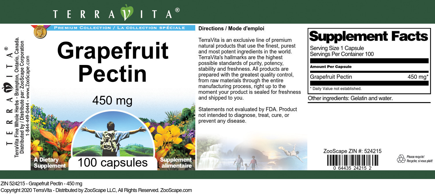 Grapefruit Pectin - 450 mg - Label