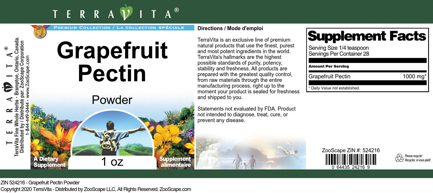 Grapefruit Pectin Powder - Label