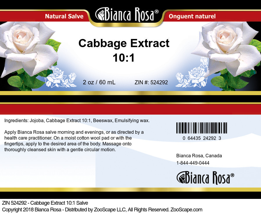Cabbage Extract 10:1 Salve - Label