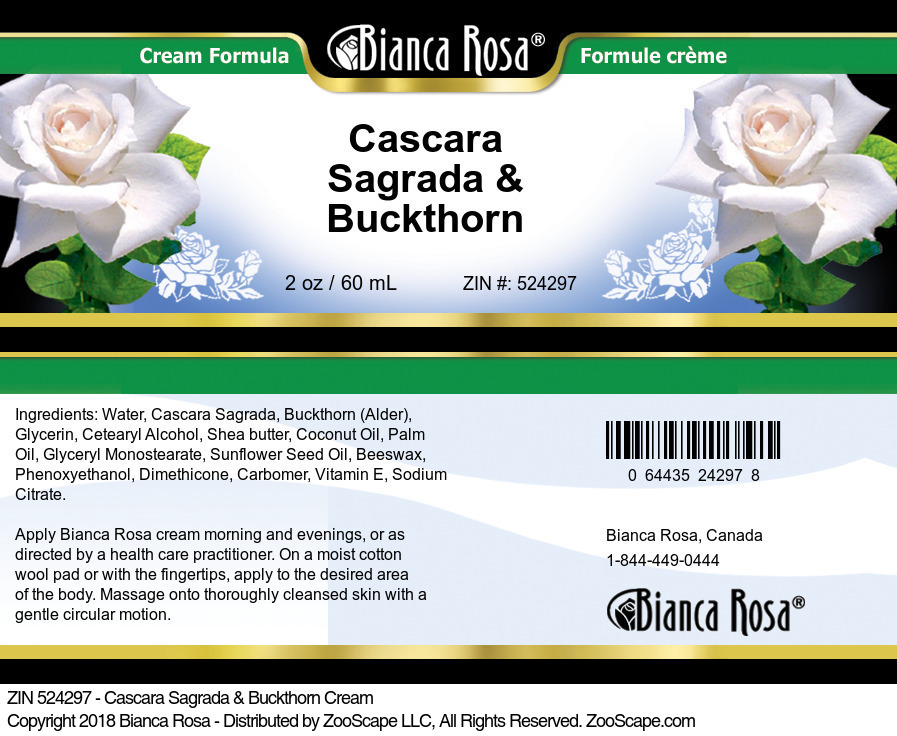 Cascara Sagrada & Buckthorn Cream - Label