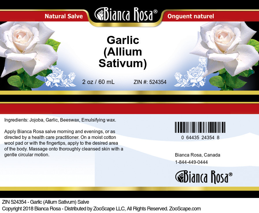 Garlic (Allium Sativum) Salve - Label
