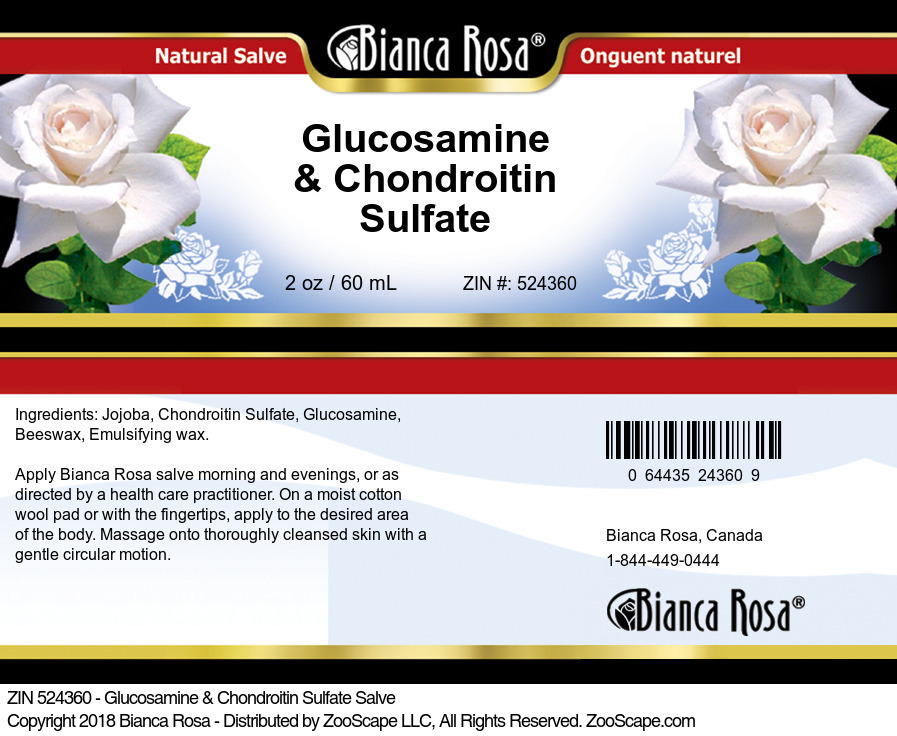 Glucosamine & Chondroitin Sulfate Salve - Label