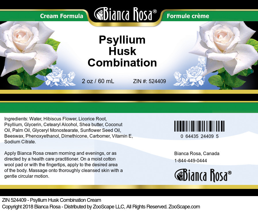 Psyllium Husk Combination Cream - Label