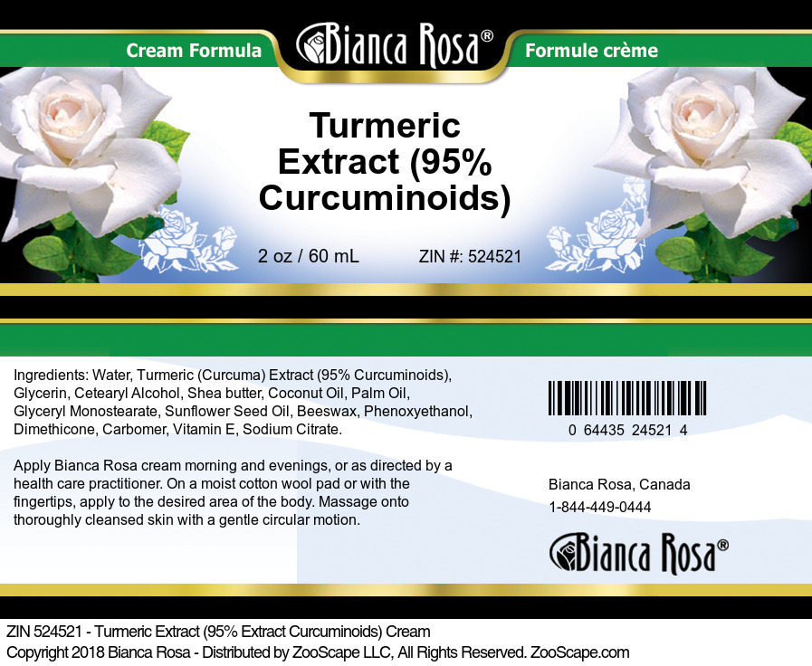Turmeric Extract (95% Curcuminoids) Cream - Label