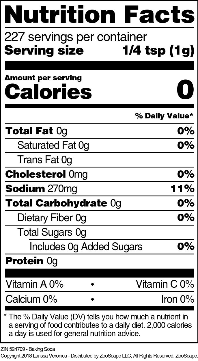 Baking Soda - Supplement / Nutrition Facts