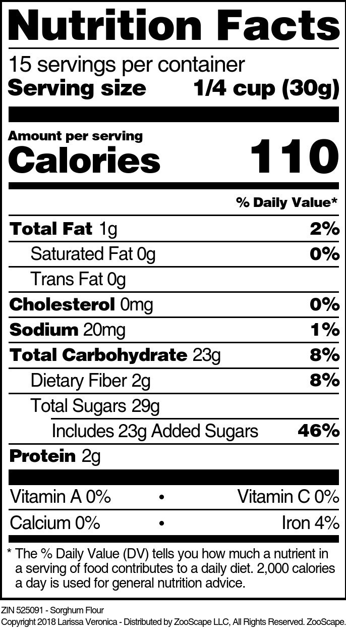 Sorghum Flour - Supplement / Nutrition Facts