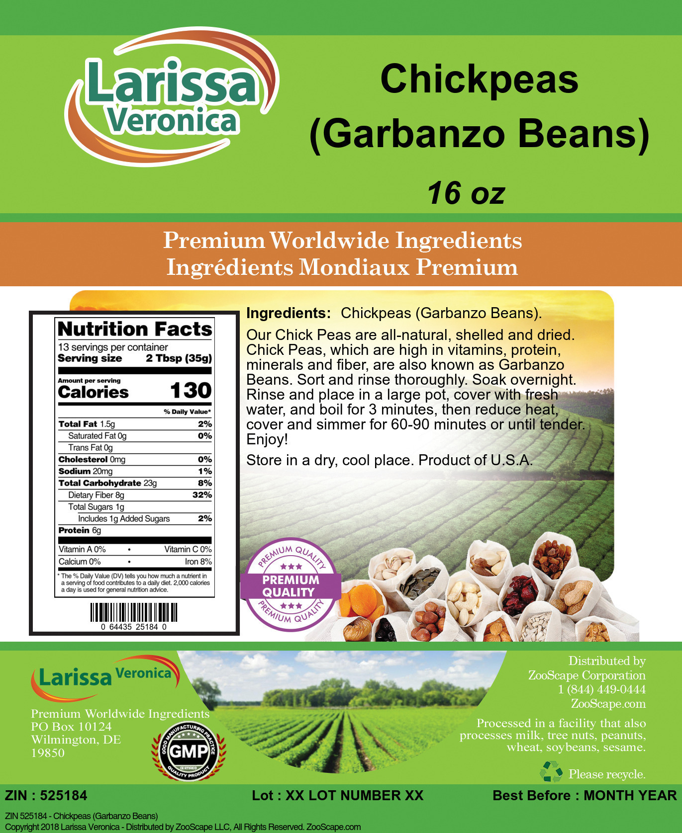 Chickpeas (Garbanzo Beans) - Label