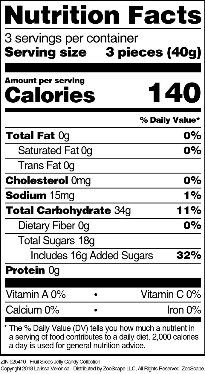 Fruit Slices Jelly Candy Collection - Supplement / Nutrition Facts