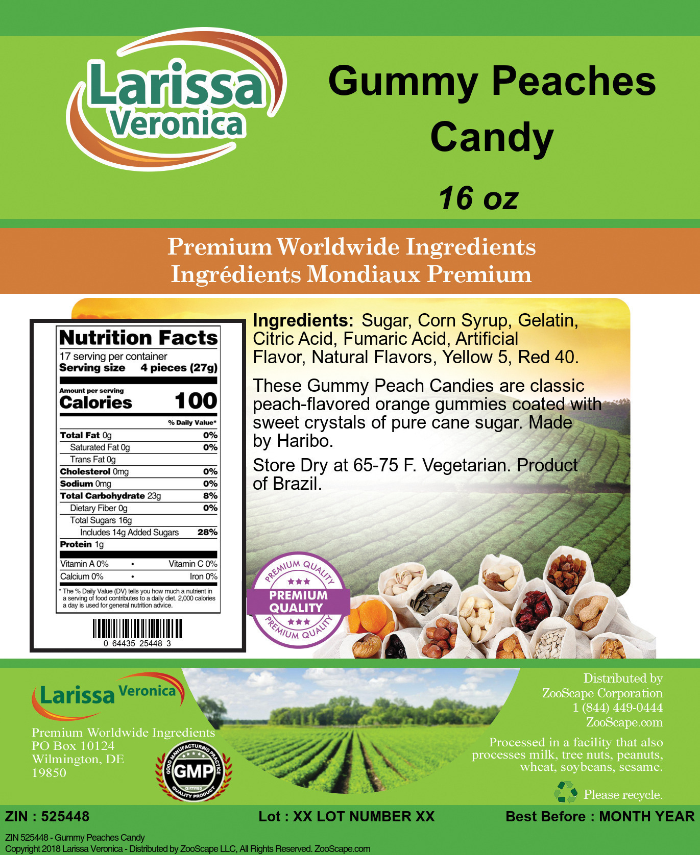 Gummy Peaches Candy - Label