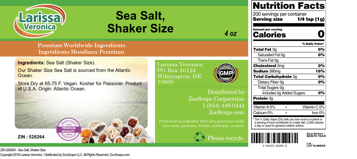 Sea Salt, Shaker Size - Label