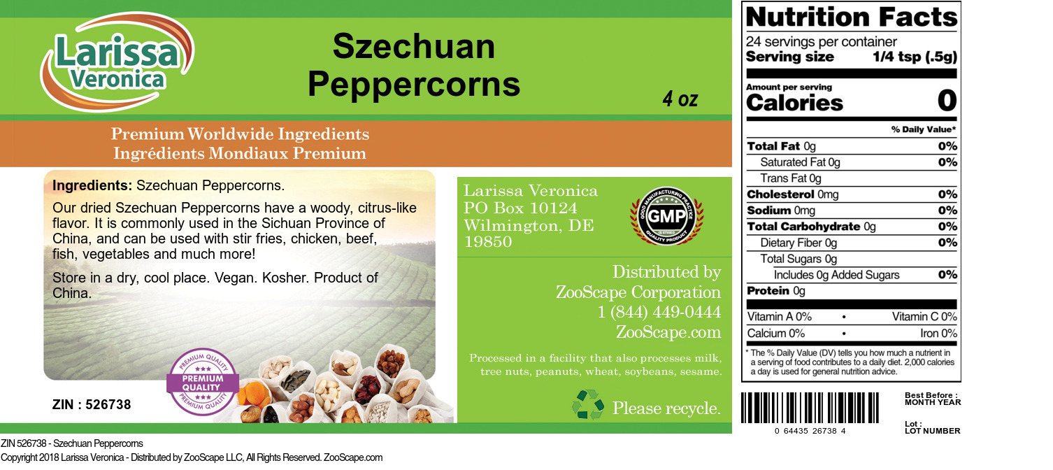 Szechuan Peppercorns - Label