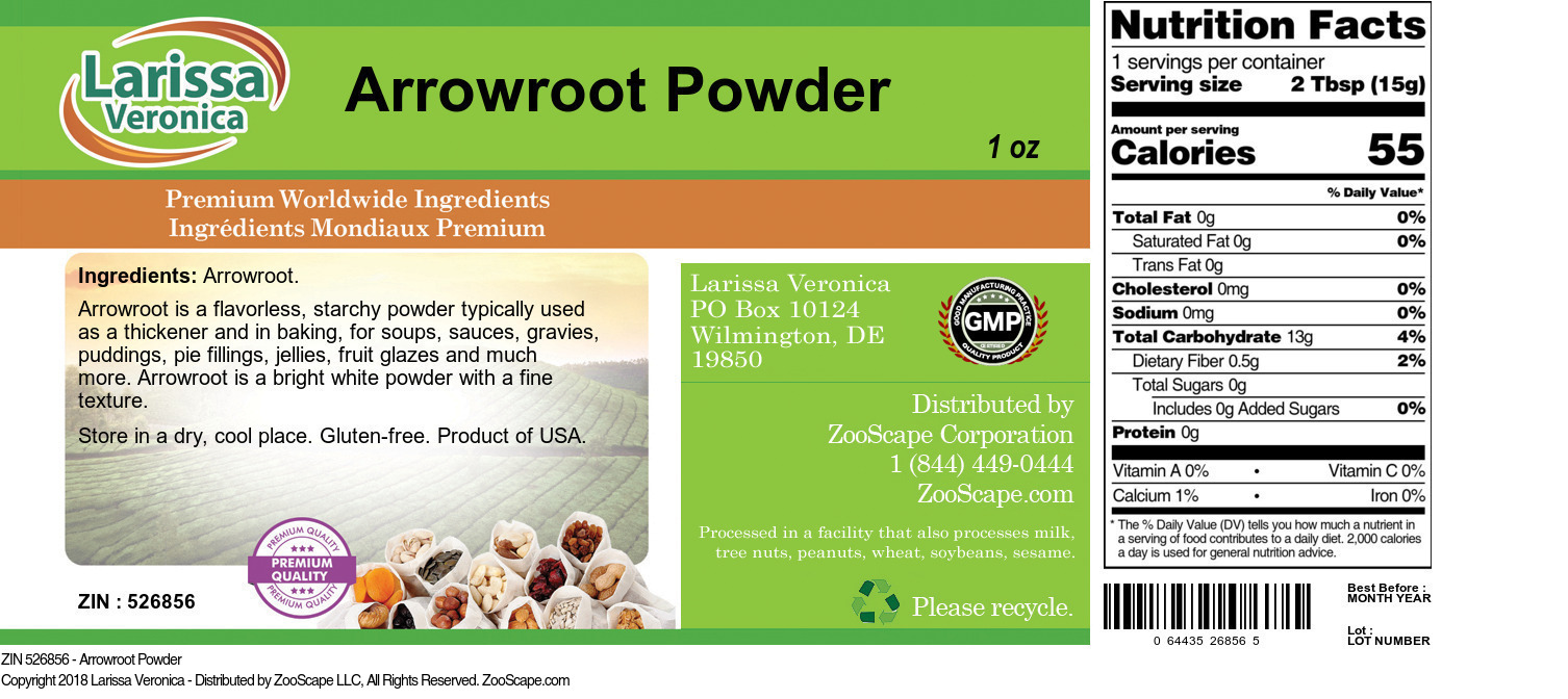 Arrowroot Powder - Label