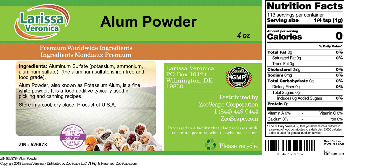 Alum Powder - Label