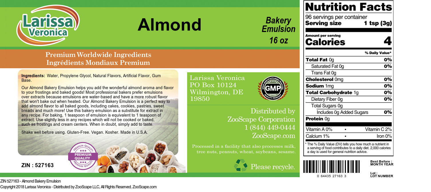 Almond Bakery Emulsion - Label