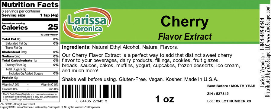 Cherry Flavor Extract - Label
