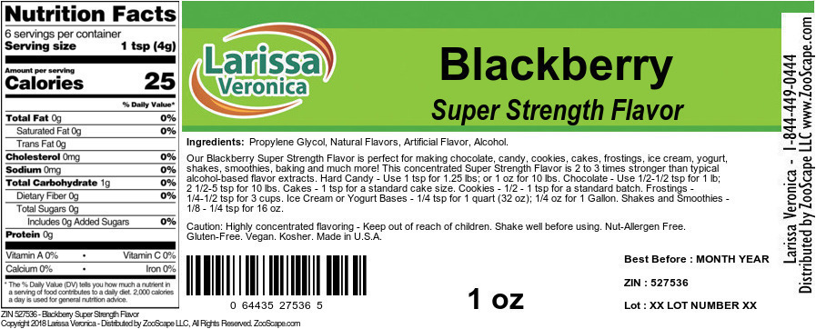 Blackberry Super Strength Flavor - Label