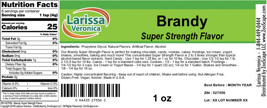 Brandy Super Strength Flavor - Label