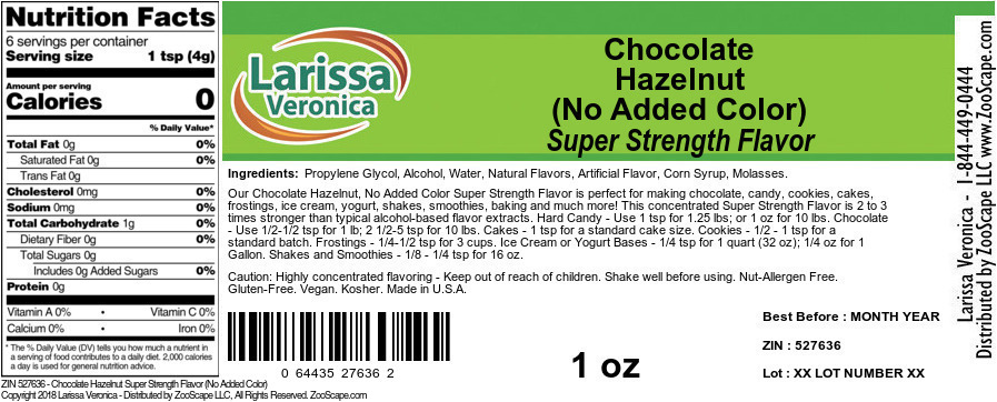 Chocolate Hazelnut Super Strength Flavor (No Added Color) - Label