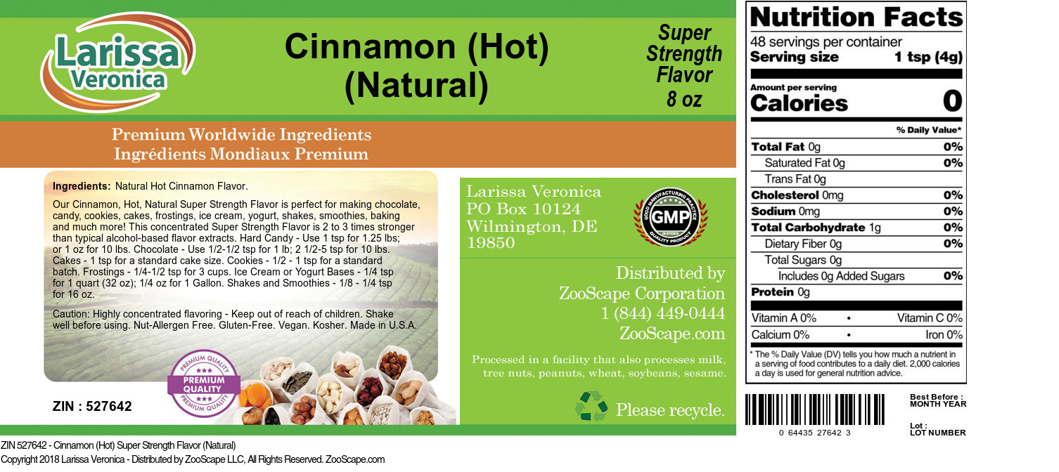 Cinnamon (Hot) Super Strength Flavor (Natural) - Label