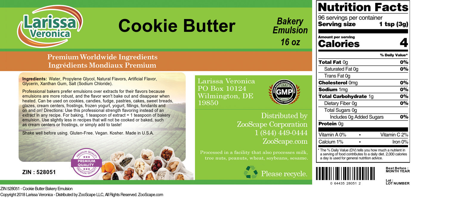 Cookie Butter Bakery Emulsion - Label