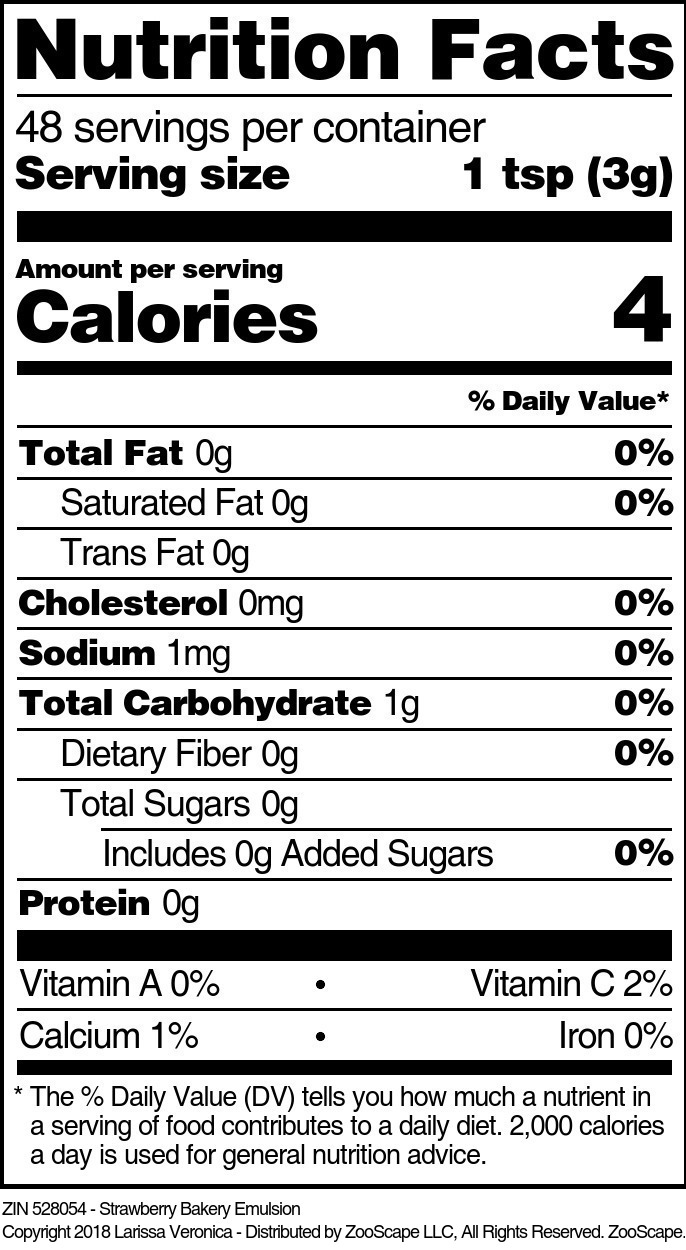 Strawberry Bakery Emulsion - Supplement / Nutrition Facts