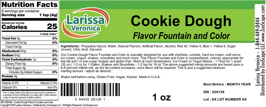 Cookie Dough Flavor Fountain and Color - Label