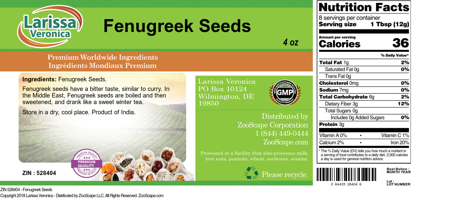 Fenugreek Seeds - Label