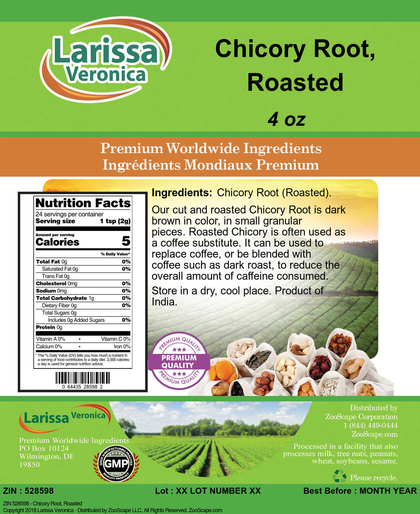 Chicory Root, Roasted - Label