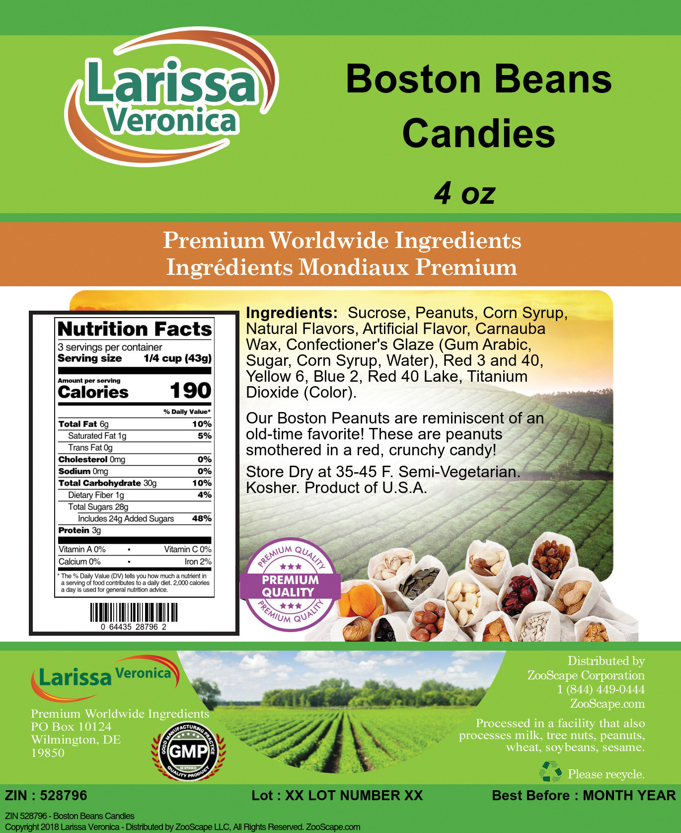 Boston Beans Candies - Label