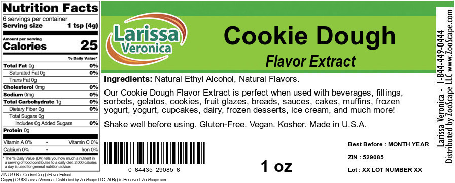 Cookie Dough Flavor Extract - Label