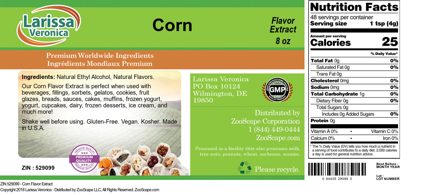 Corn Flavor Extract - Label