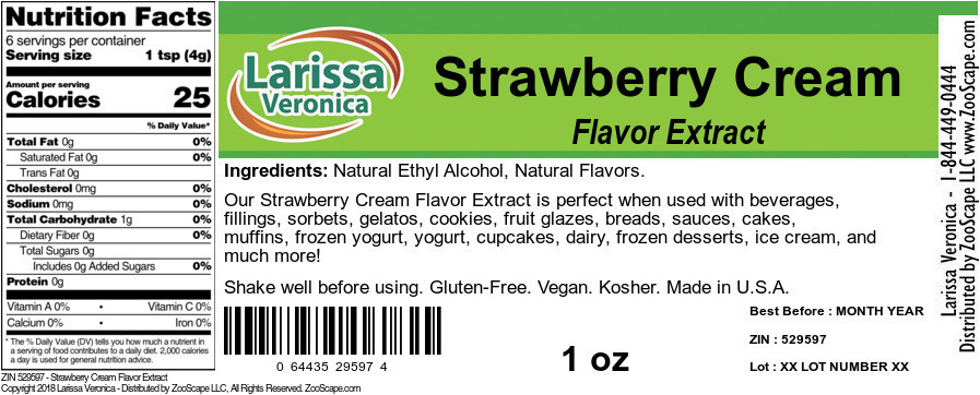 Strawberry Cream Flavor Extract - Label