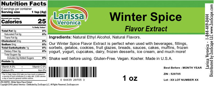 Winter Spice Flavor Extract - Label