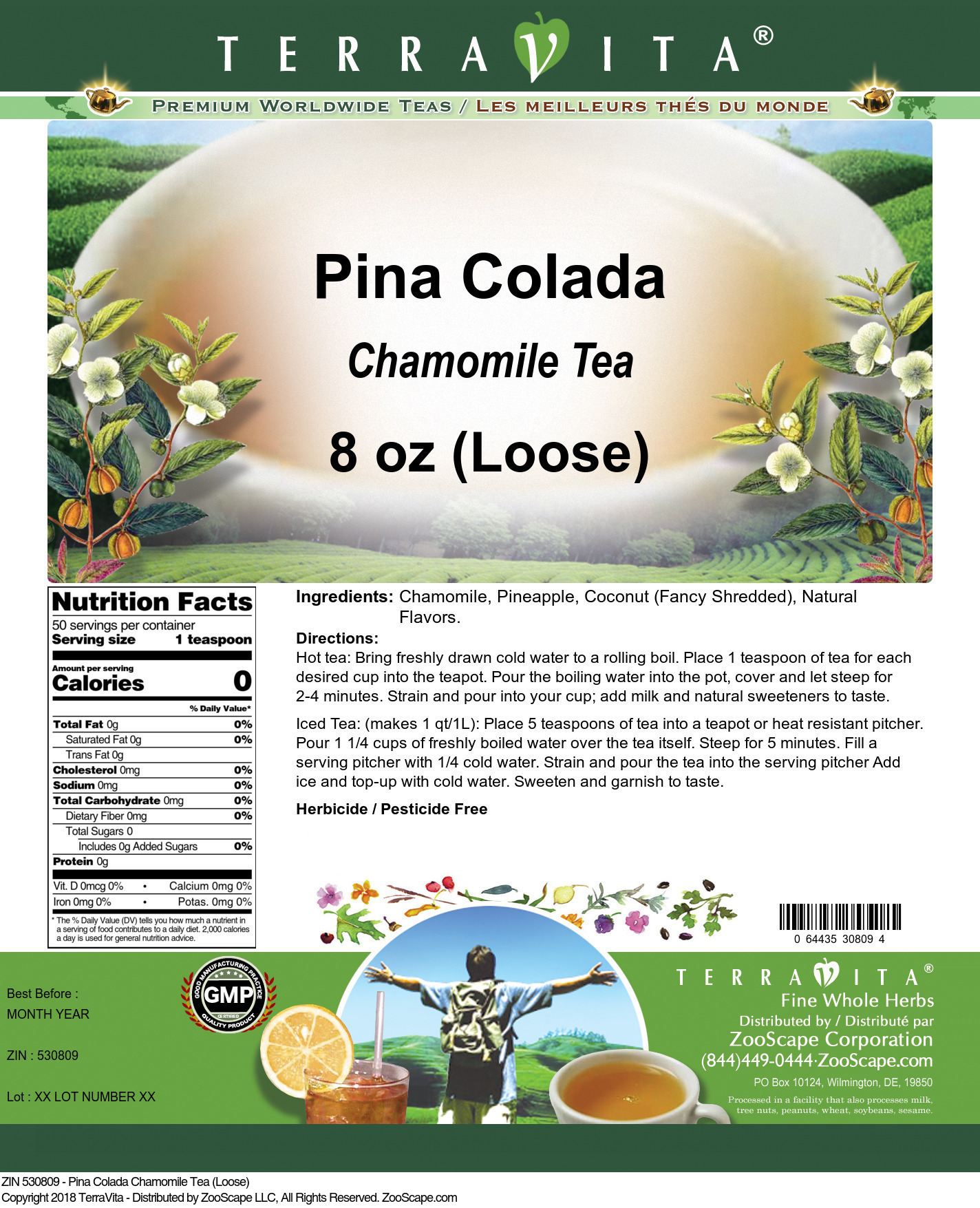 Pina Colada Chamomile Tea (Loose) - Label