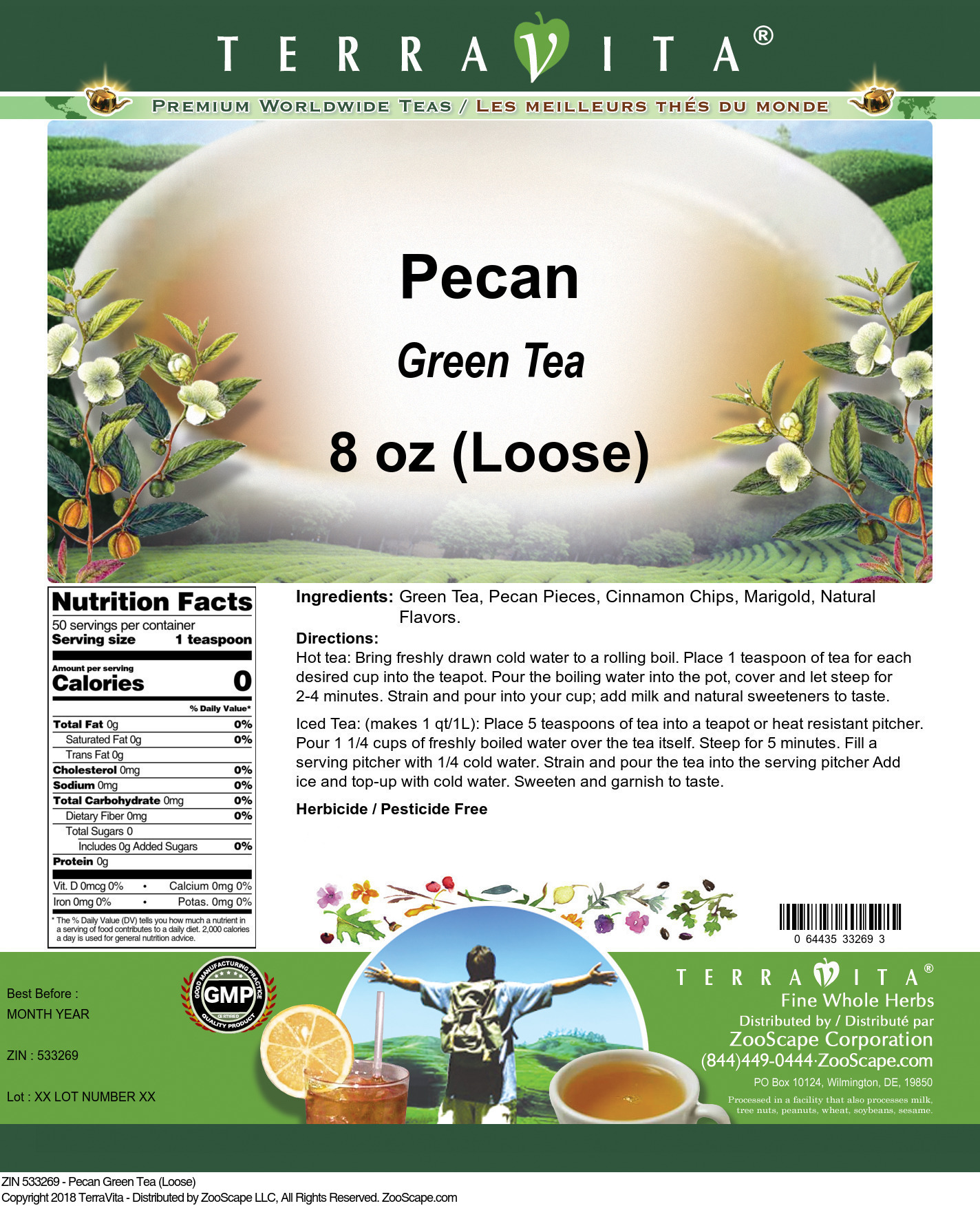 Pecan Green Tea (Loose) - Label