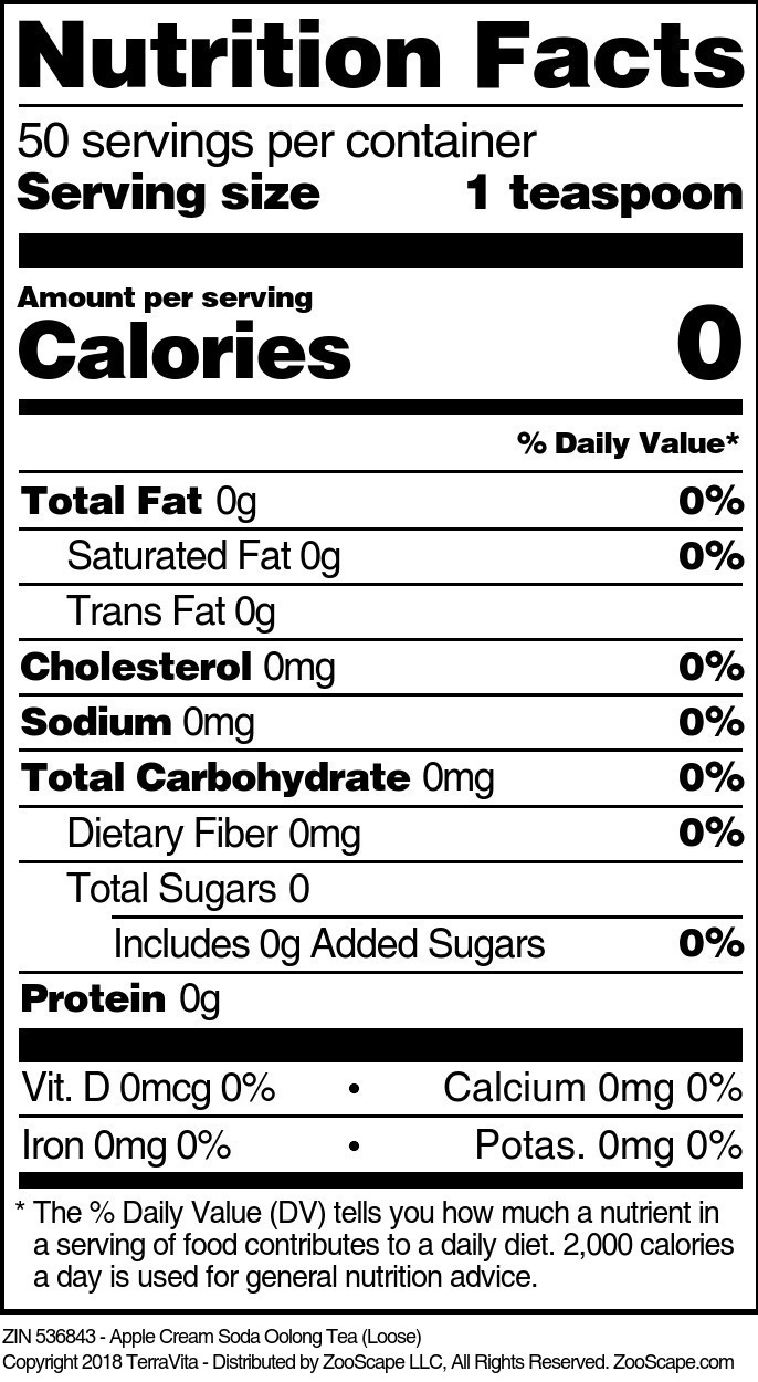 Apple Cream Soda Oolong Tea (Loose) - Supplement / Nutrition Facts