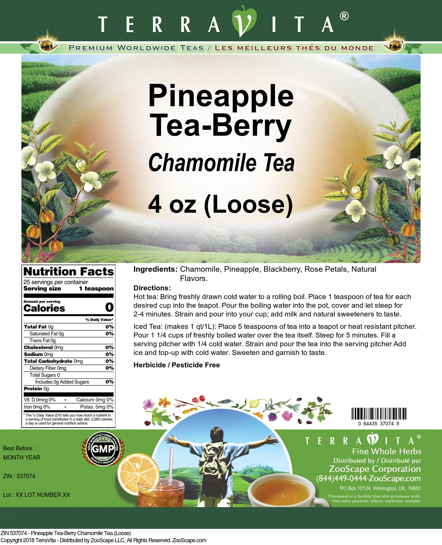 Pineapple Tea-Berry Chamomile Tea (Loose) - Label