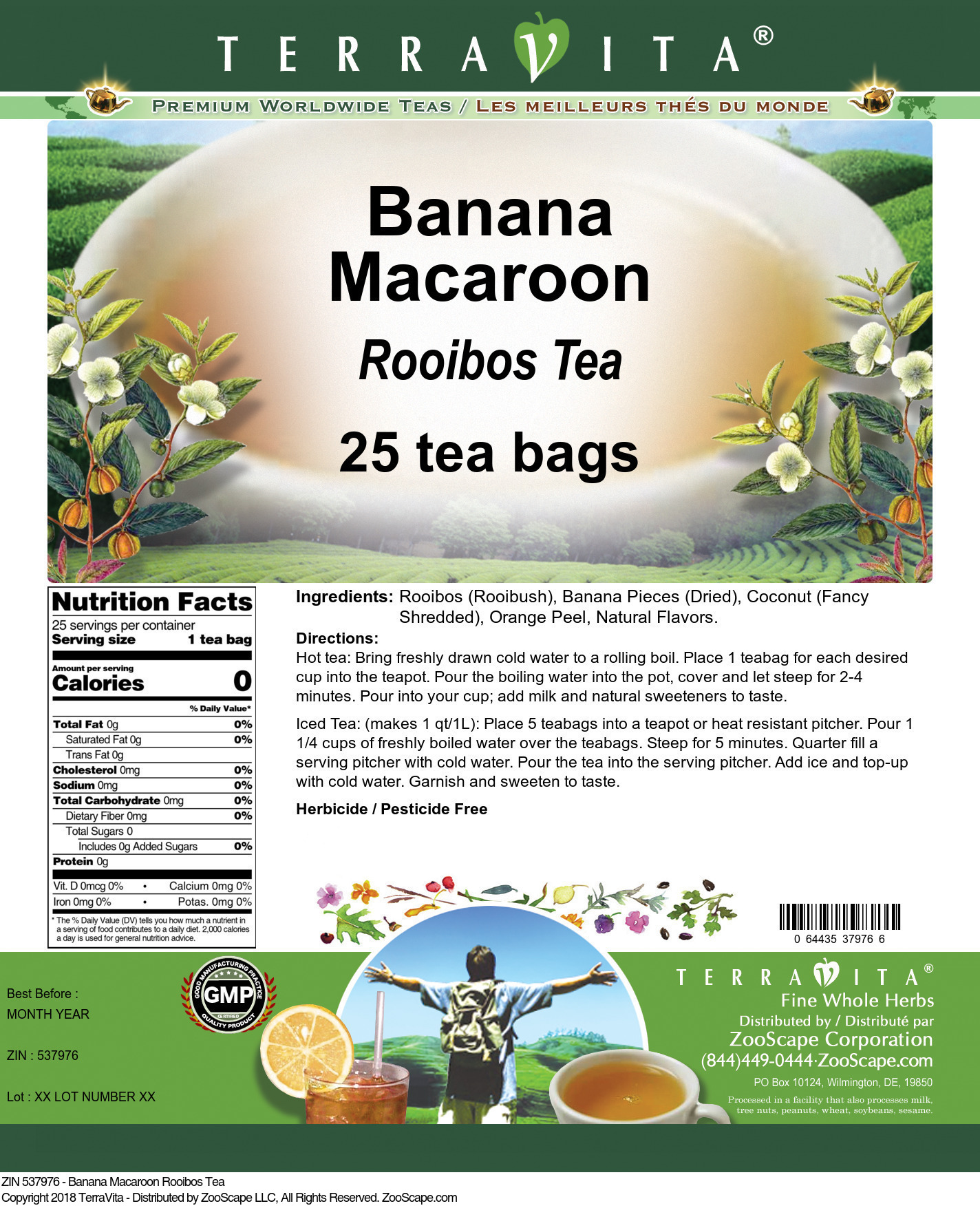 Banana Macaroon Rooibos Tea - Label