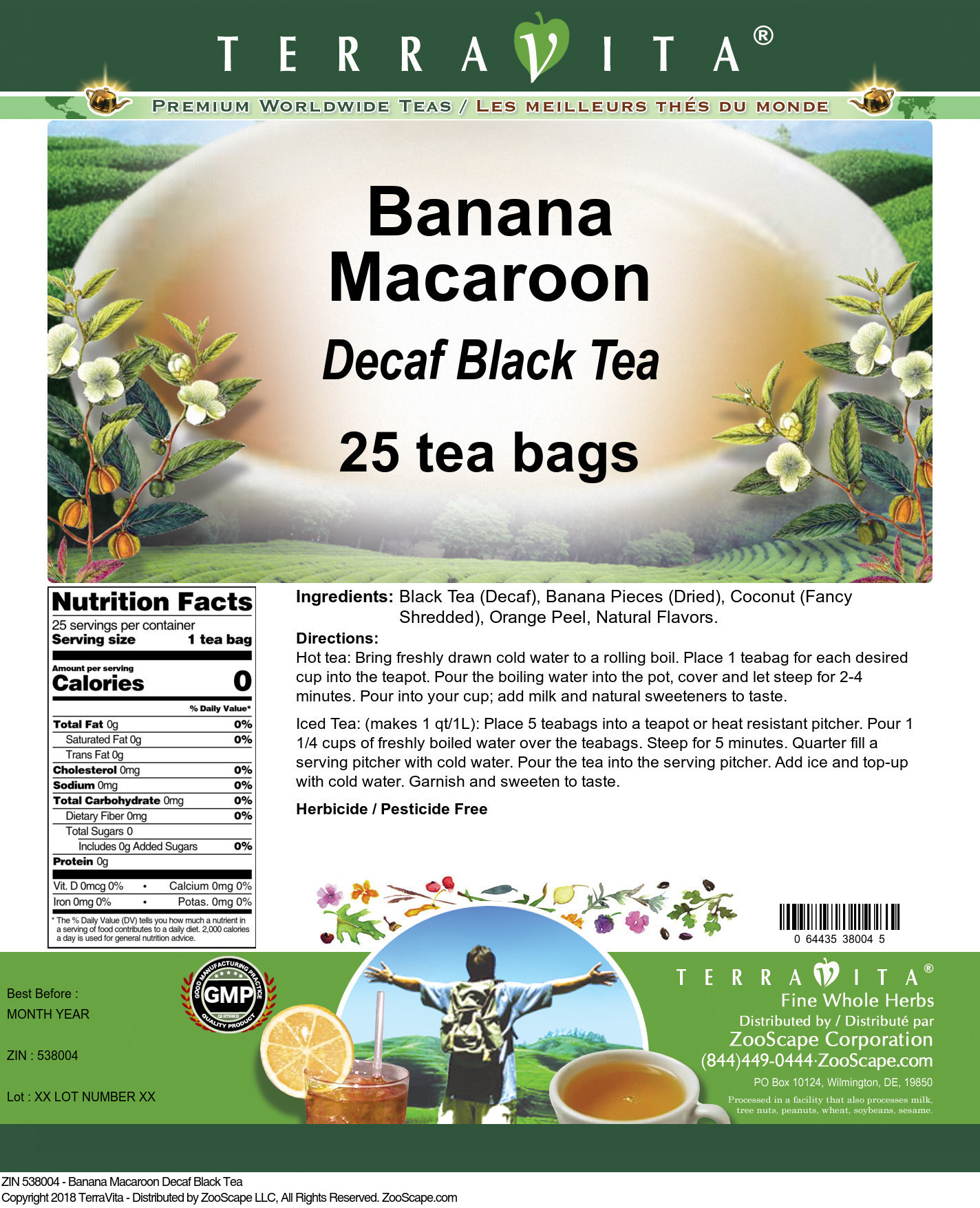 Banana Macaroon Decaf Black Tea - Label